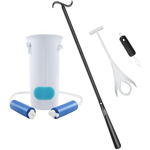 Kekoy 5 in 1 Sock Aid Device for Seniors Kit (Sock Put on and Remover Aid, Dressing Stick,Shoe Horn, Zipper Pull Button Assist Device) -Sock Aide Device with Foam Handles for Limited Mobility Cover