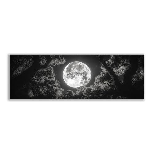 Toile de forêt et lune décoration murale de bureau paysage de nuit