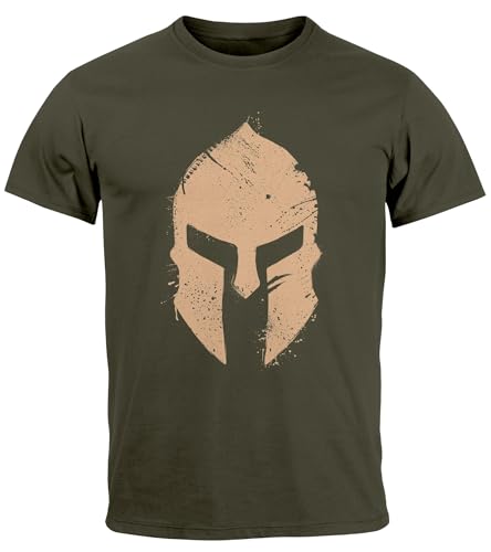 Neverless® Herren T-Shirt Print Sparta-Helm Aufdruck Gladiator Krieger Warrior Spartaner Fashion Army M
