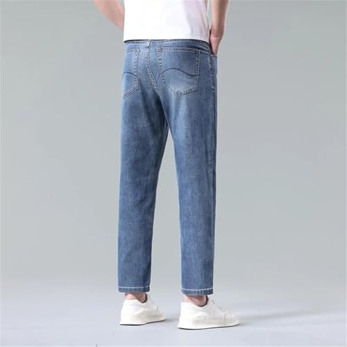 Men's Summer Thin Lyocell Jeans Classic Loose Straight Wide Leg Nine-Point Casual Pants3