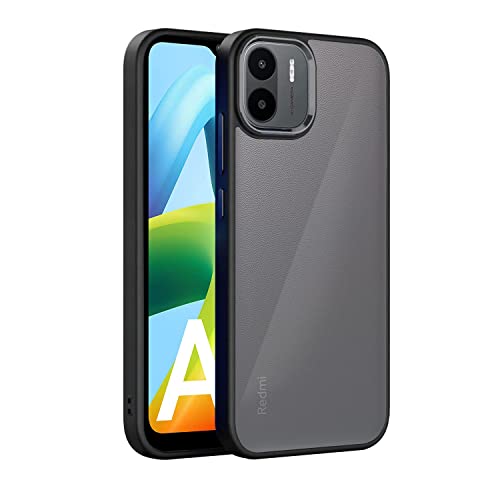 Image of Amazon Brand - Solimo Electroplated Chrome Metal Ring Raised Edges Super Soft Side TPU Bumper Case for Redmi A1 2022 - Black