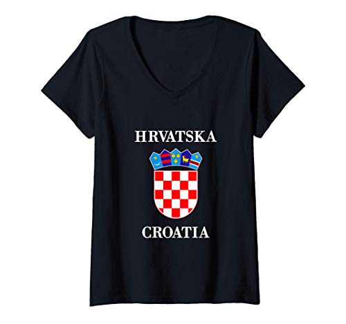 Mujer Hrvatska Croatian Coat Of Arms Tee Flag Of Croatia Pride Camiseta Cuello V