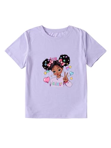 Cute Cartoon Girl Print Short Sleeve T-Shirt