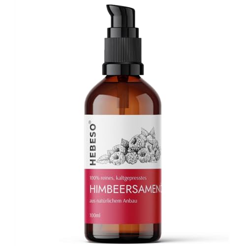 Himbeersamenöl 100% Rein & Natürlich Kaltgepresst 100ml | Anti-Aging Pflege Vitamin A/E EFA reichhaltiges Öl | Behandelt Falten Fältchen trockene Haut | 100% natürliche Gesichtspflege