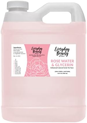 Rose Water & Glycerin Enhanced Facial Toner - 32oz Bulk Alcohol-Free Vegan All Natural Refreshing for Face and Hair - Uplifts, Calming & Soothing for All Skin Types…