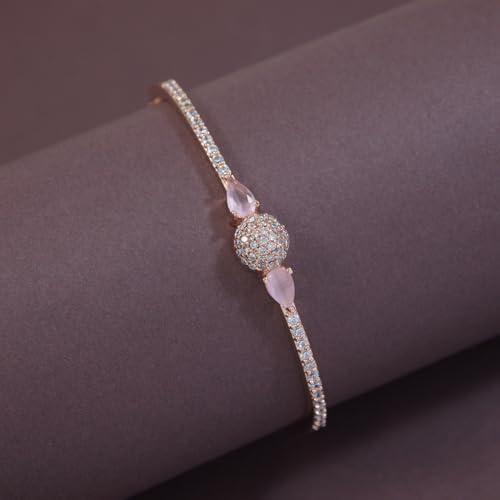 Image of I Jewels Stylish Cubic Zirconia American Diamond Adjustable Bracelet For Women