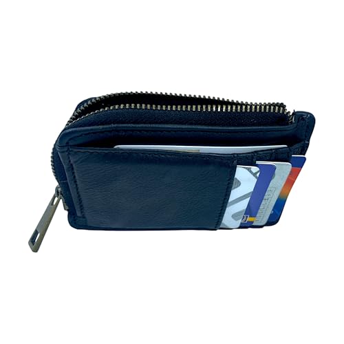 Leather Card Wallet | Genuine Leather Super-Slim Wallet Card Holder for Men and Women | Unisex Slim Card Holders (Black,, Jet Black, Minimalist