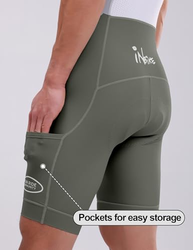 INBIKE Bibs Shorts Culotte Ciclismo Hombres Pantalones Cortos de Bicicleta con Protección Solar UPF50+ con Gel Acolchado y Bolsillo Transpirable Ropa Interior de Biciclet MTB Verde XL - imagen 4