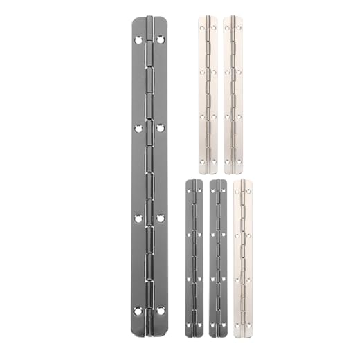 IMIKEYA 6pcs Heavy Duty Piano Hinges 180 Degree Long Cabinet Hinges for Wooden Boxes and Doors with Nickel and Gunmetal Finish Industrial Hardware