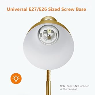 LEPOWER Metal Desk Lamp, Adjustable Goose Neck Table Lamp, Eye-Caring Study Desk Lamps for Bedroom, Study Room and Office (Gold)