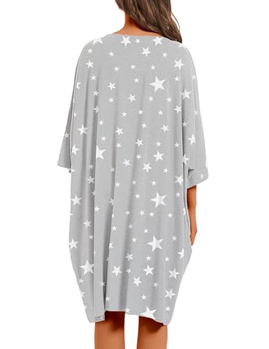 Image of KFUBUO Plus Size Nightgowns for Women Oversized Sleep Tshirts Dress Short Sleeves Sleepwear With Pocket Fit S-5XL