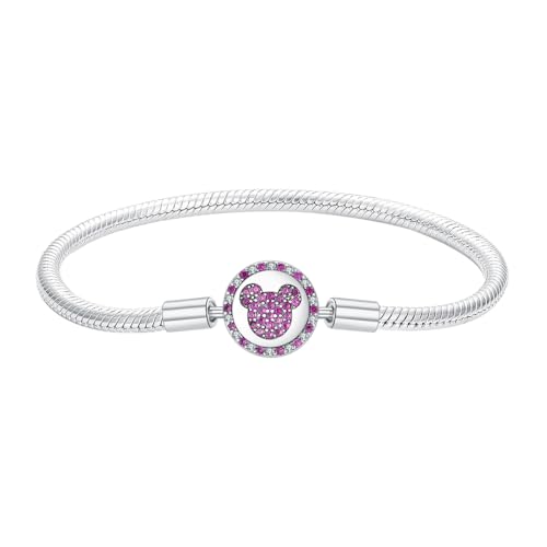 GOUWO Pulsera con cadena de serpiente de plata 925 compatible con Pandora Charms joyas regalos de cumpleaños, día de San Valentín Día de la Madre para mujeres, 19cm/7.5in, Circonita cúbica
