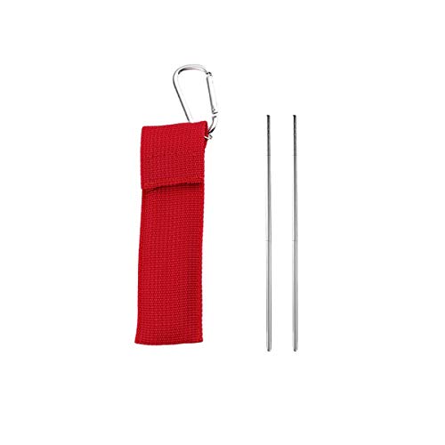 PIXNOR 1 Set Portable Collapsible Chopsticks Foldable Stainless Steel Travel Chopsticks with Red Bag for Outdoor Picnic Barbecue