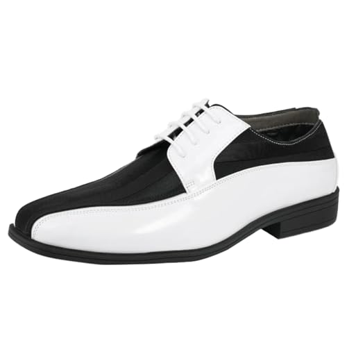 Viotti 179, Casual Dress Oxford Shoes for Men, Satin Striped Lace-Ups, Men's Business Casual Leather & Satin Shoe, for All Formal Occasions