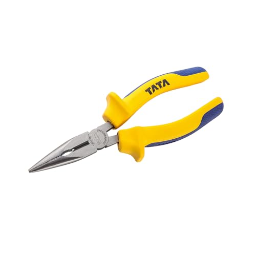 Image of Tata Agrico 6 Inch Long Nose Plier | Chrome Vanadium Steel | Induction Hardened Cutting Edges | Forged C50 Steel | Polished Head | Comfort Grip Handle | Durable Hand Tool | (Pack of 1, PLN001)