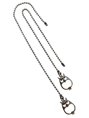 Image of Silver Tone Owl Ball Fan Light Pull Chain Extender Replacement Set of 2
