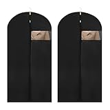 Dntorx 2 Stück Kleidersack 120 x 60 cm, Schwarze Kleidersäcke Staubdichte Kleidersack Anzug Schutzhülle mit Reißverschluss Kleiderschutzhülle Kleiderhülle für Anzüge Jacken Kleidung Aufbewahrung