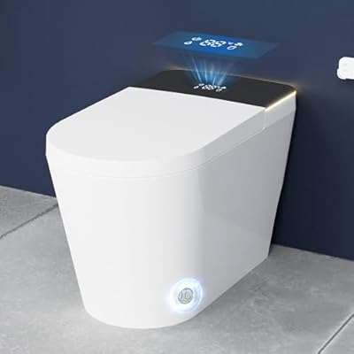 Smart Toilet with Bidet Built in, ADA Height Toilet bidet with Foam Shield, tankless Toilets and Bidets with Heated Seat, LED Display