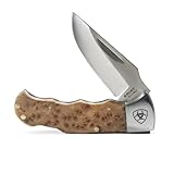 ARIAT Medium Single Blade Folding Knife, Burl Wood Handle - Traditional Design