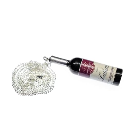 Miniblings Rotwein Kette Halskette Weinflasche rot 60cm Kunststoff Wein braun - Handmade Modeschmuck - Gliederkette versilbert
