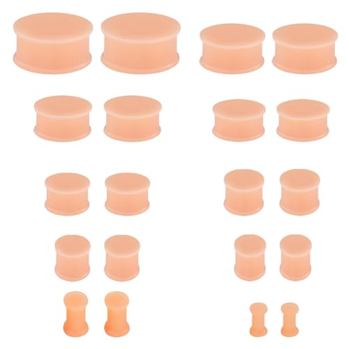 LOCCY 20 Pièces Écarteur d Oreilles en Silicone, d'Étirement des Oreillettes Ecarteur en Silicone Bijoux Plugs Écarteurs Tunnel pour Piercing d'Oreille,...