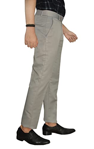 Image of KUNDAN Slim Fit Men Light Beige Polyester Viscose Blend Trousers