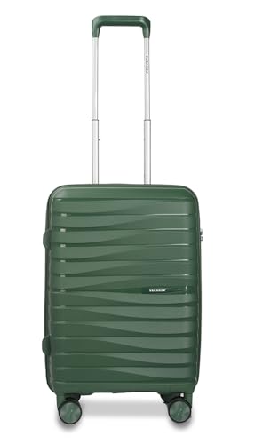Image of Vacanza Paris Series Polypropylene Unbreakable Hard-Sided Travelling Luggage Trolley Bag Set of 2, Check-in Suitcase with 8 Silent Wheel & TSA Lock for Both Unisex | Bottle Green 55 cm