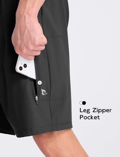 baleaf Men's Athletic Running Shorts 9" Quick Dry Workout Shorts Lightweight Sports Gym Shorts with Zipper Pockets4