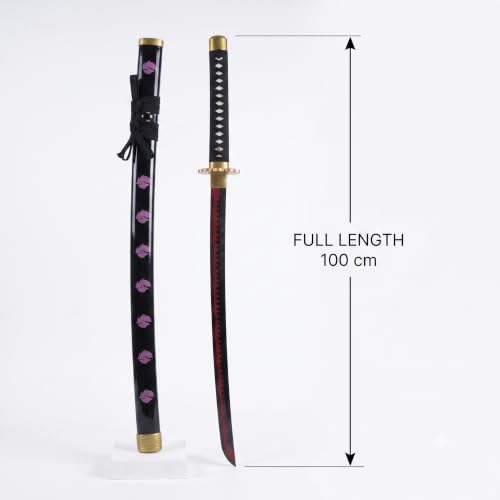 Image of OFFO One Piece Zoro Shusui Wooden Katana Replica 100cm Life Size Anime Collectible Prop for Cosplay, Display & Training | Lightweight Decorative Model Gift for Fans, Teens & Collectors