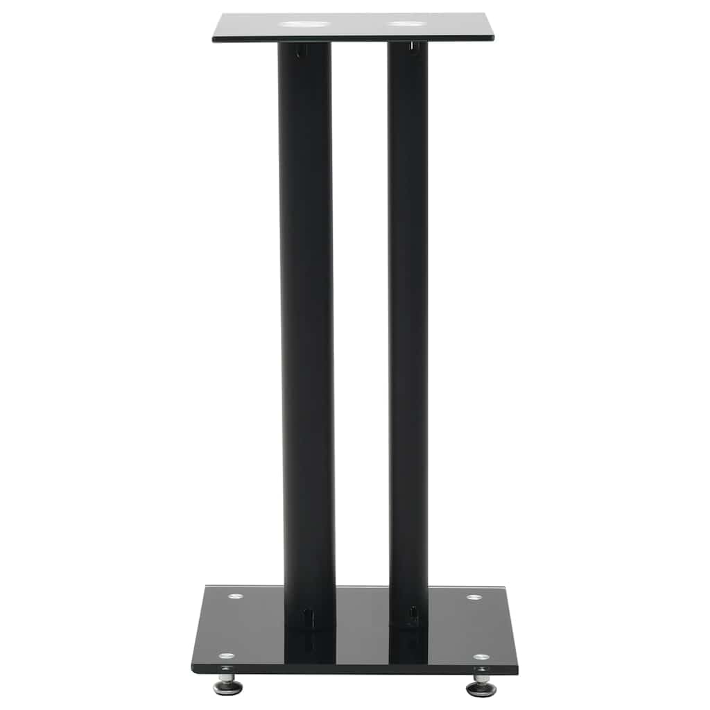 Set di 2 supporti per altoparlanti, design a doppia colonna in vetro temperato e alluminio, altezza stabile, 61 cm, nero