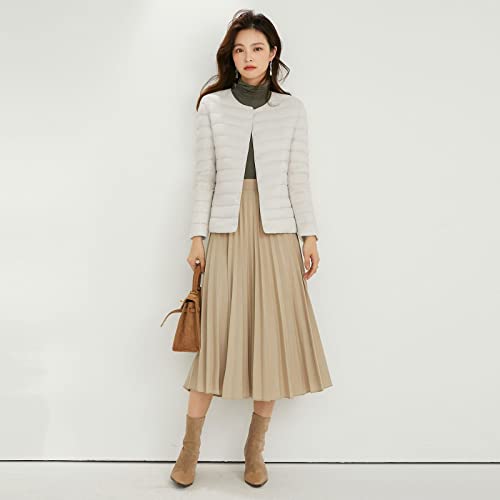 Womens Ultra Lightweight Packable Short Down Jacket 2022 Fashion Collarless Button Down Quilted Puffer Parka Coats Outerwear #TOP3