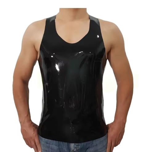 Camiseta de látex 100% para hombre sin mangas que soluciona los problemas de talla en goma