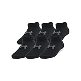 Under Armour Unisex-Child Youth Essential No Show Socks 6 Pack, (001) Black/Black/Castlerock, Medium