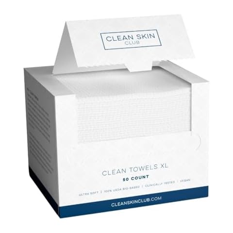 Clean Skin Club Clean Towels XL, 100% USDA Biobased Dermatologist Approved Face Towel, Disposable Clinically Tested Face Towelette, Facial Washcloth, Makeup Remover Dry Wipes, 100 ct, 2 pack Cover