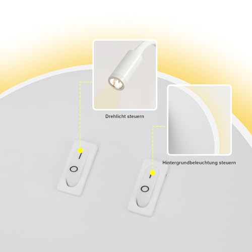 uksunvi LED Wall Lamp Bedside Table Reading Wall Lamp 12W LED Wall Reading Lamps Adjustable Spotlight 3W +9W 3000K Warm Light (White Round) - Image 2
