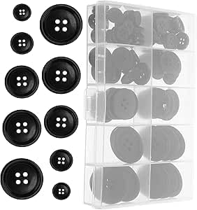100-Pack Black Resin Buttons 20mm 4-Hole Design for Sewing Crafting and DIY Projects