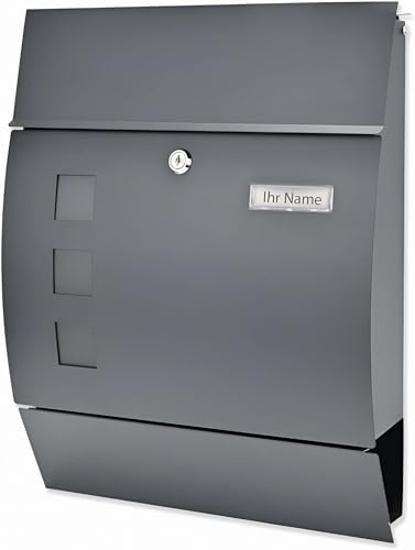 Briefkasten XL mit Zeitungsfach Modern Postkasten DIN-A4-Format Designer...