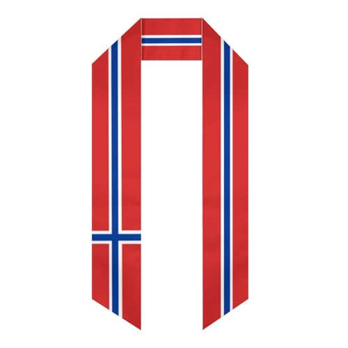 Vintage Norway Norwegians Flag Graduation Stole Shawl Sash for Men Women Unisex Adult Double Sided Lightweight Scarf Class of 2025 Graduate Gift for Study Aboard International Students