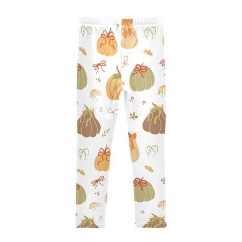 Ribbon Pumpkin Girls Leggings,Workout Leggings for Girls Toddler Athletic Legging Size for 3-10T2