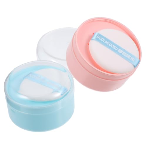 VICASKY Small Talcum Powder Puff Box Set 2pcs Baby Body Powder Puff Case Safe Material