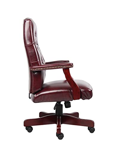 Boss Office Products B905-BY Boss Classic Executive Oxblood Vinyl Chair With Mahogany Finish Frame thumb #3