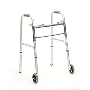 Folding Aluminum Front-Wheeled Rolling Walker with Two 5-Inch Wheels and Adjustable Height – Mobility Aid with Enhanced Support