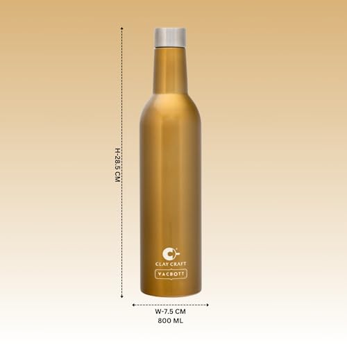 Image of Clay Craft Vacbott IVY Wine Double Walled|18 Hours Hot and 24 Hours|Cold Vacuum Insulated Flask Bottle|2 Piece, 760 ml Steel Bottles for Travelling|BPA-Free|BIS Certified|1Year Limited Warranty