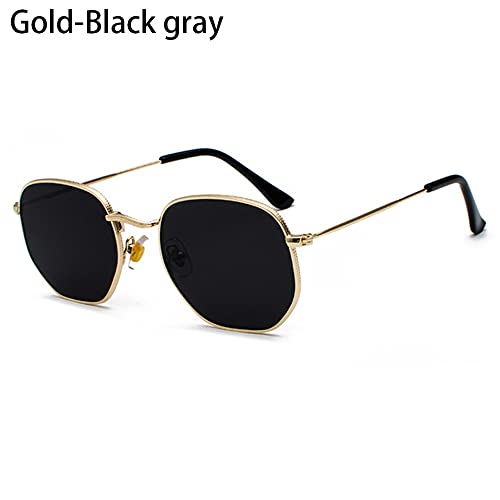 Andy's Orchids Small Square Sunglasses, Sunglass for Men and Women Polygon Mirrored Lens Sun Glasses Driving Eyewear Fashion Metal Frame Glasses UV4002