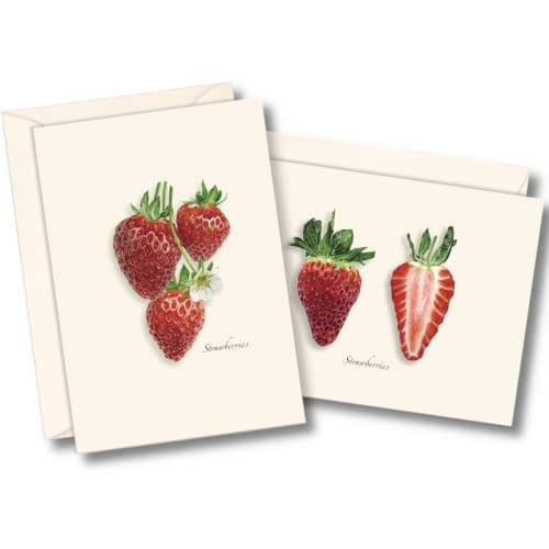 Image of Earth Sky + Water - Strawberry Assortment Notecard Set - 8 Blank Cards with Envelopes (4 each of 2 styles)