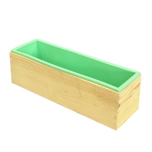 DD-life Flexible Rectangular Soap Silicone Loaf Mold Wood Box for 42oz Soap Making Supplies (Green)