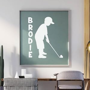 Wall Vinyl Decal Home Decor Art Sticker Little Boy Playing Golf Customized Name Sport Kids Bedroom Nursery Room Removable Stylish Mural Unique Design 2323 image 4
