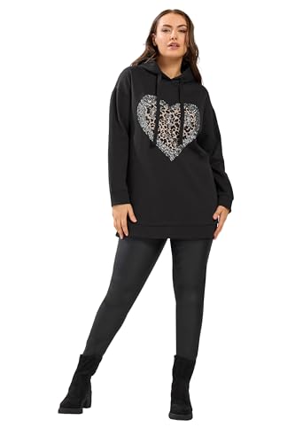 Image of Yours Curve Leopard Heart Sequin Hoodie - Women's - Plus Size Curve