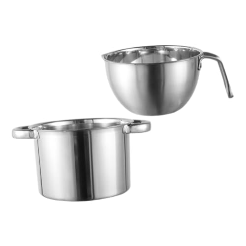 HOLIDYOYO 1set Double Boiler Pot Stainless Steel Melting Pot for Candy Wax Inner Bowl Easy Indirect Heating for Desserts Sauces Lightweight Portable Cooking Tool