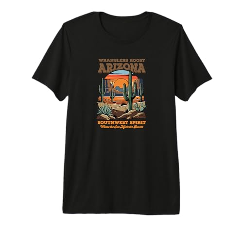 Wranglers Roost, Arizona Desert Sunset Cactus Southwest Art Premium Tri-Blend T-Shirt